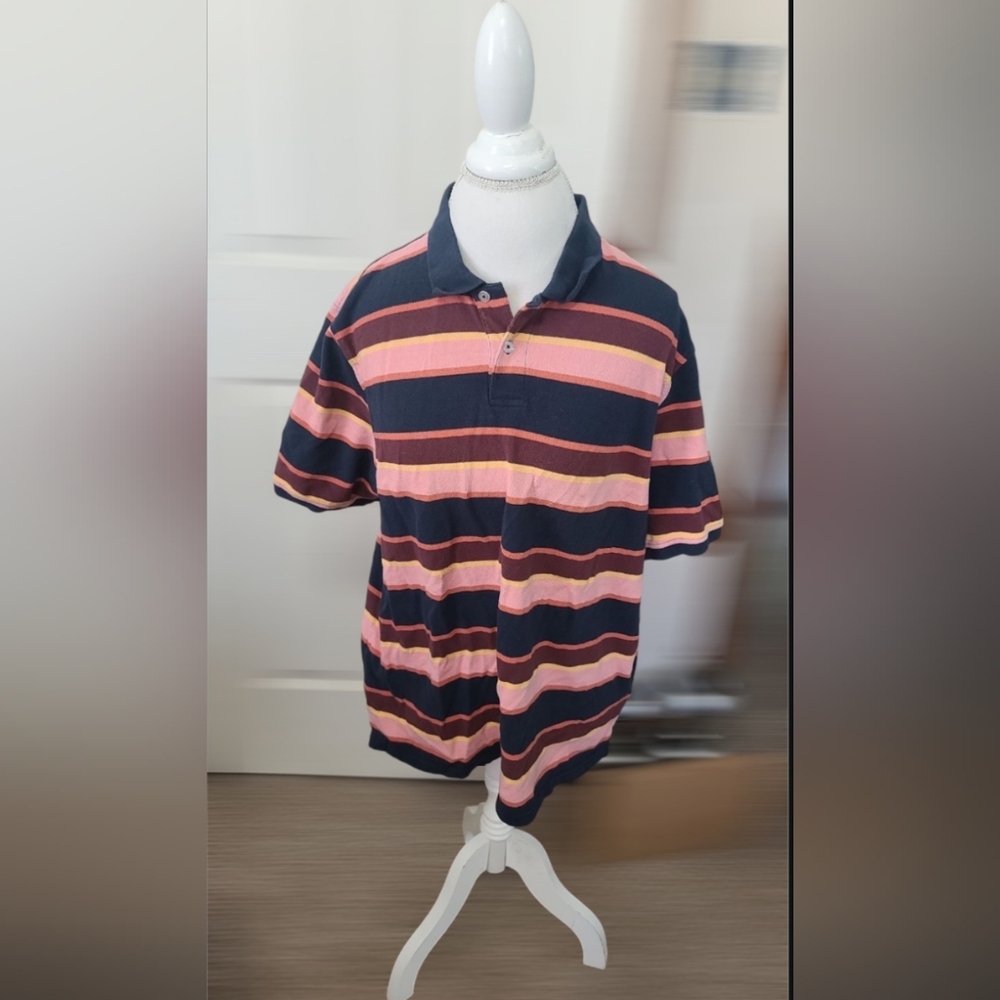 Mens Pastel Striped Polo Sz XL